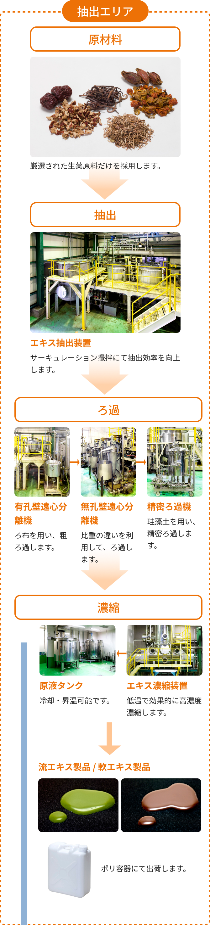 抽出エリアの工程