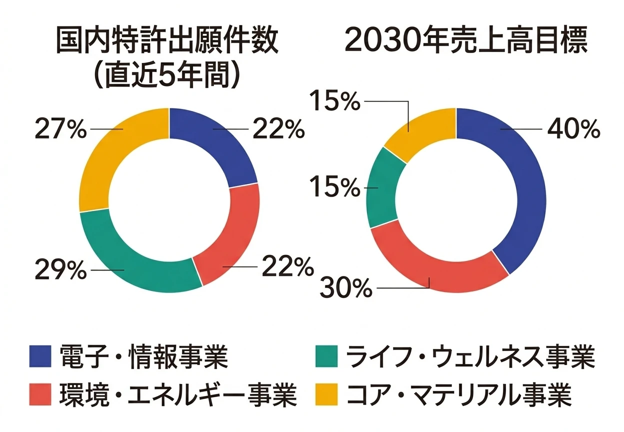 許出願件数（直近5年間）・2030年売上高目標